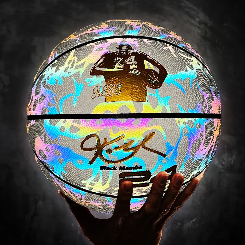 Luminous Basketball 7,6,5 Children Student Adult Game Outdoor Indoor Wear-Resistant PU Fluorescent Training Basketball Equipment