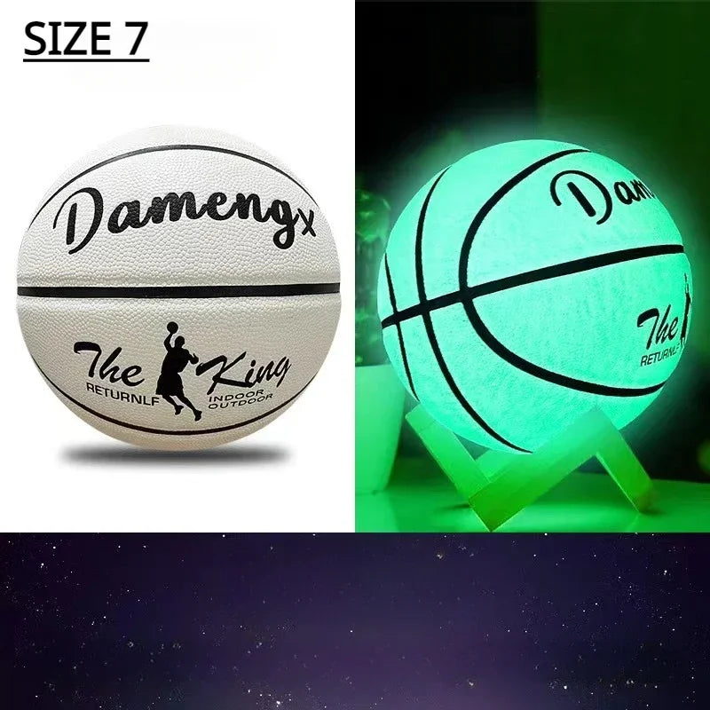 Luminous Basketball 7,6,5 Children Student Adult Game Outdoor Indoor Wear-Resistant PU Fluorescent Training Basketball Equipment