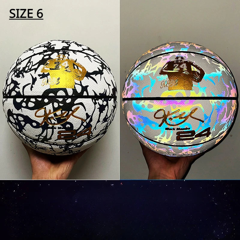 Luminous Basketball 7,6,5 Children Student Adult Game Outdoor Indoor Wear-Resistant PU Fluorescent Training Basketball Equipment
