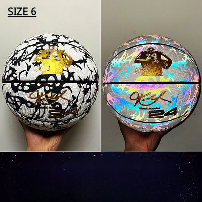 Luminous Basketball 7,6,5 Children Student Adult Game Outdoor Indoor Wear-Resistant PU Fluorescent Training Basketball Equipment