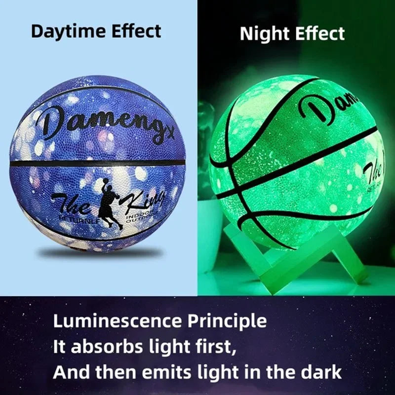 Glow in Night Glow Basketball Size 5 6 7 Size Gift Children Adult Student PU Soft Leather Outdoor Wear-Resistant and Anti-Skid