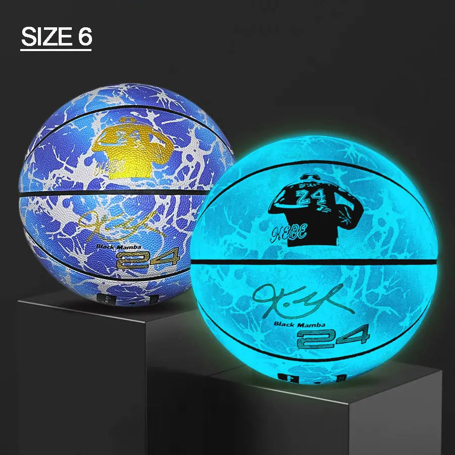 Luminous Basketball 7,6,5 Children Student Adult Game Outdoor Indoor Wear-Resistant PU Fluorescent Training Basketball Equipment