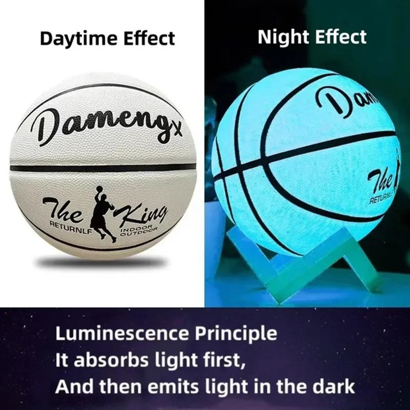 Glow in Night Glow Basketball Size 5 6 7 Size Gift Children Adult Student PU Soft Leather Outdoor Wear-Resistant and Anti-Skid