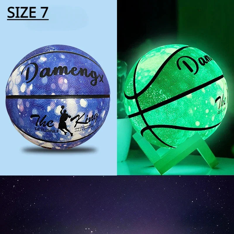 Luminous Basketball 7,6,5 Children Student Adult Game Outdoor Indoor Wear-Resistant PU Fluorescent Training Basketball Equipment