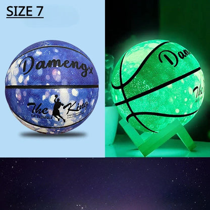 Luminous Basketball 7,6,5 Children Student Adult Game Outdoor Indoor Wear-Resistant PU Fluorescent Training Basketball Equipment