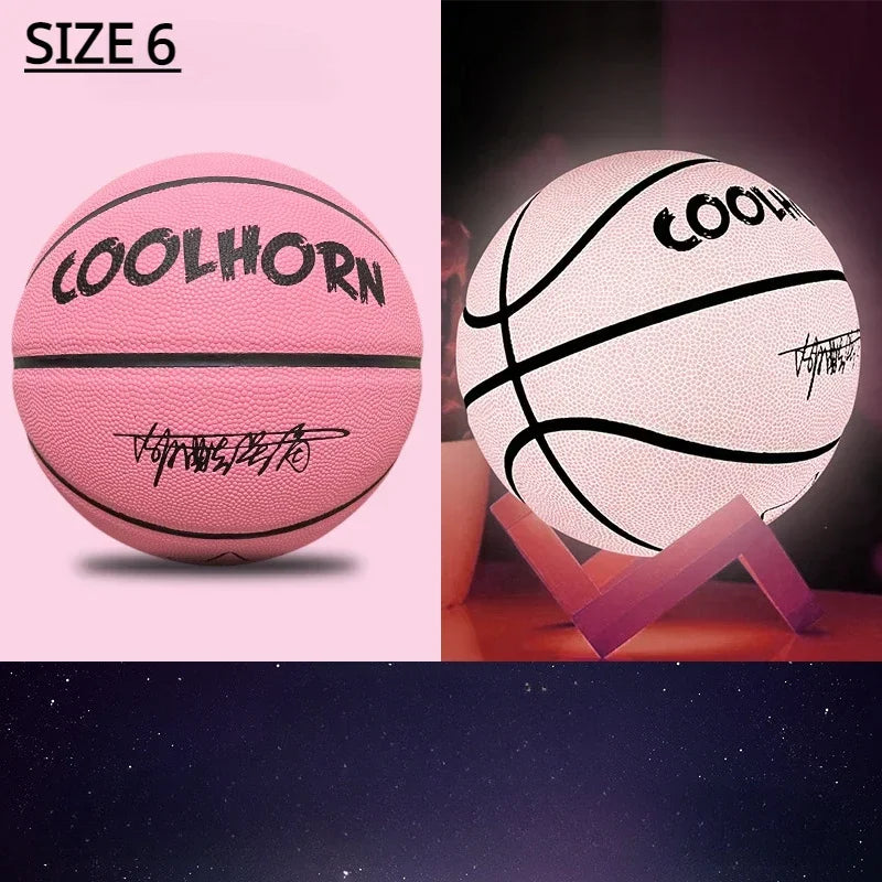 Luminous Basketball 7,6,5 Children Student Adult Game Outdoor Indoor Wear-Resistant PU Fluorescent Training Basketball Equipment