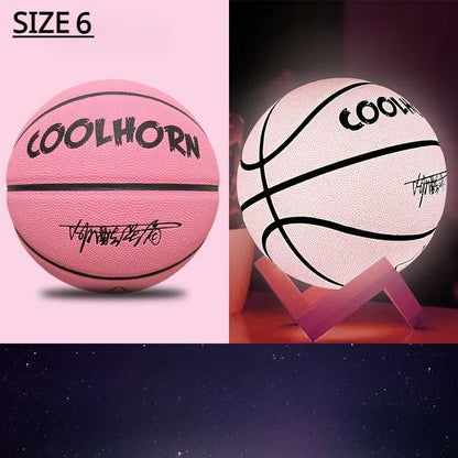 Luminous Basketball 7,6,5 Children Student Adult Game Outdoor Indoor Wear-Resistant PU Fluorescent Training Basketball Equipment