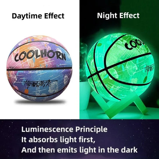 Glow in Night Glow Basketball Size 5 6 7 Size Gift Children Adult Student PU Soft Leather Outdoor Wear-Resistant and Anti-Skid