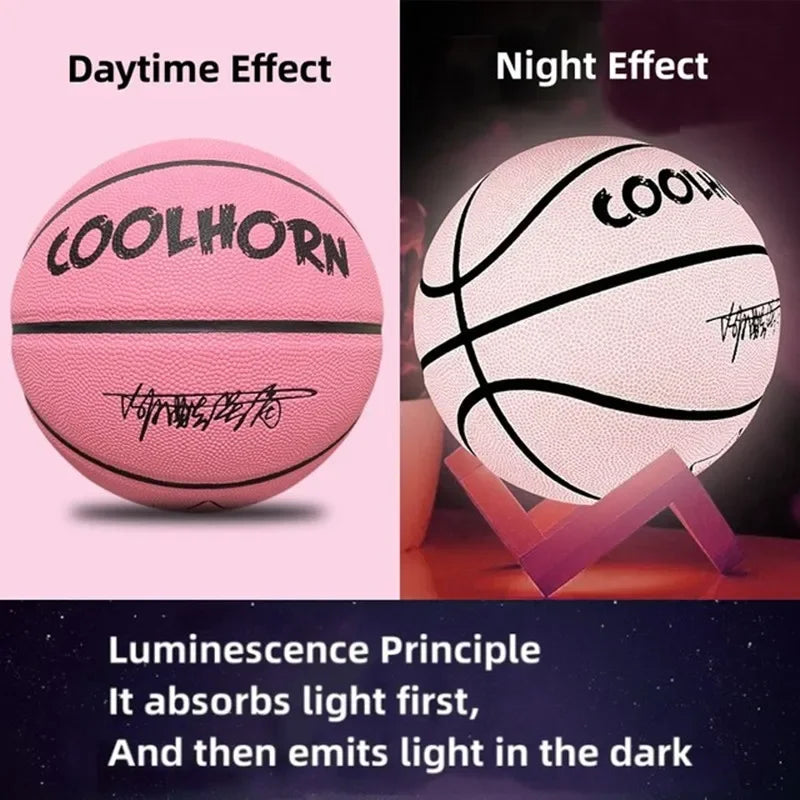 Glow in Night Glow Basketball Size 5 6 7 Size Gift Children Adult Student PU Soft Leather Outdoor Wear-Resistant and Anti-Skid