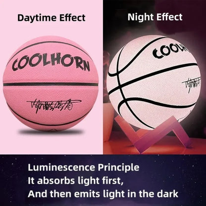 Glow in Night Glow Basketball Size 5 6 7 Size Gift Children Adult Student PU Soft Leather Outdoor Wear-Resistant and Anti-Skid