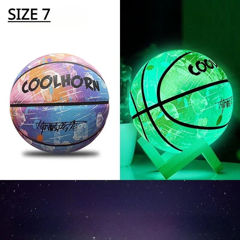 Luminous Basketball 7,6,5 Children Student Adult Game Outdoor Indoor Wear-Resistant PU Fluorescent Training Basketball Equipment
