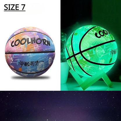 Luminous Basketball 7,6,5 Children Student Adult Game Outdoor Indoor Wear-Resistant PU Fluorescent Training Basketball Equipment