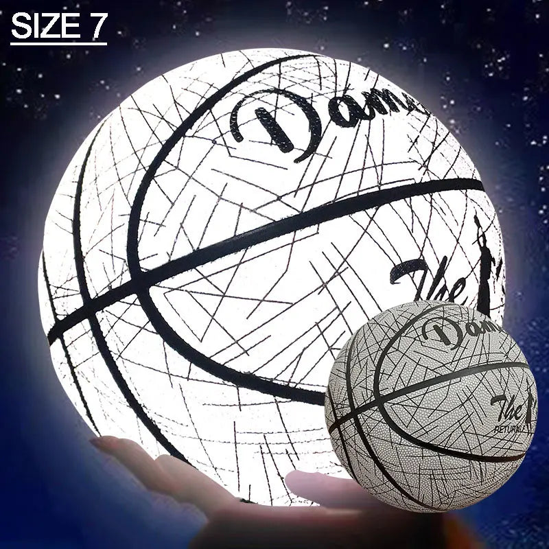 Luminous Basketball 7,6,5 Children Student Adult Game Outdoor Indoor Wear-Resistant PU Fluorescent Training Basketball Equipment