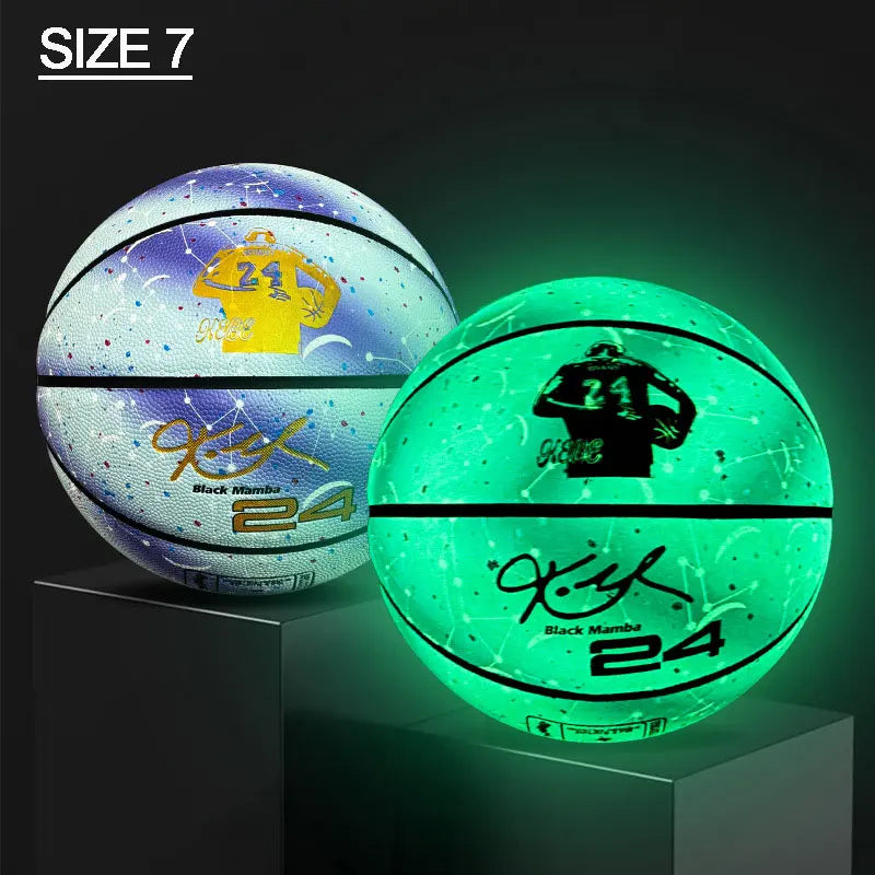 Luminous Basketball 7,6,5 Children Student Adult Game Outdoor Indoor Wear-Resistant PU Fluorescent Training Basketball Equipment