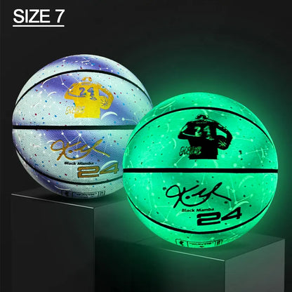 Luminous Basketball 7,6,5 Children Student Adult Game Outdoor Indoor Wear-Resistant PU Fluorescent Training Basketball Equipment