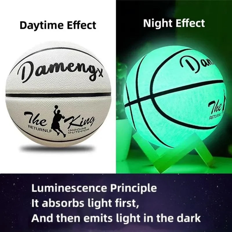 Glow in Night Glow Basketball Size 5 6 7 Size Gift Children Adult Student PU Soft Leather Outdoor Wear-Resistant and Anti-Skid