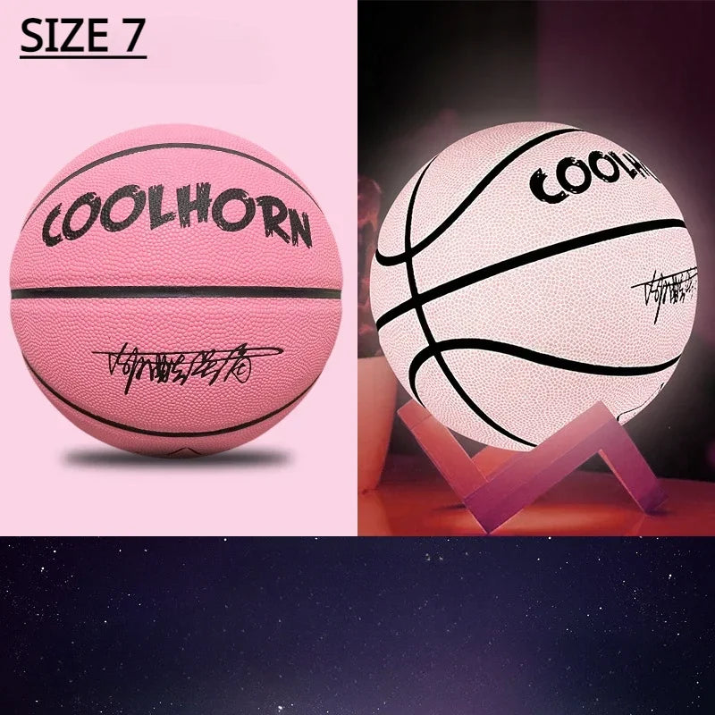 Luminous Basketball 7,6,5 Children Student Adult Game Outdoor Indoor Wear-Resistant PU Fluorescent Training Basketball Equipment