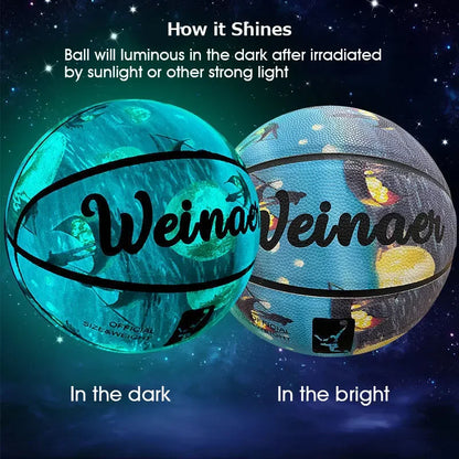 Glow in Night Glow Basketball Size 5 6 7 Size Gift Children Adult Student PU Soft Leather Outdoor Wear-Resistant and Anti-Skid